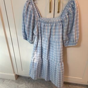 Blue Checkered Mini Dress